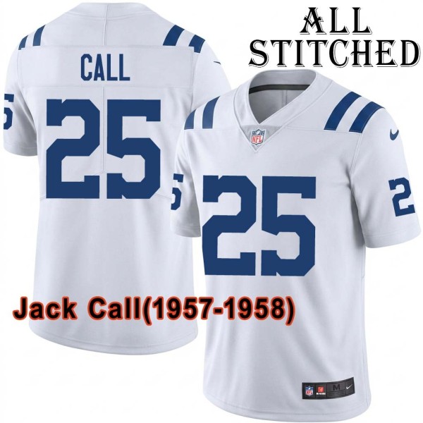 White Embroidered Jack Call Indianapolis Colts #25 Stitched Jersey