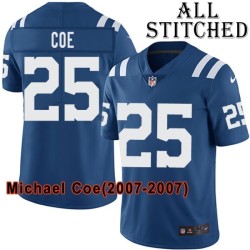 Blue Home Embroidered Michael Coe Indianapolis Colts #25 Stitched Jersey