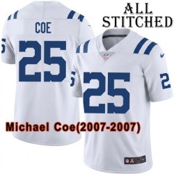 White Embroidered Michael Coe Indianapolis Colts #25 Stitched Jersey
