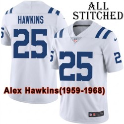 White Embroidered Alex Hawkins Indianapolis Colts #25 Stitched Jersey
