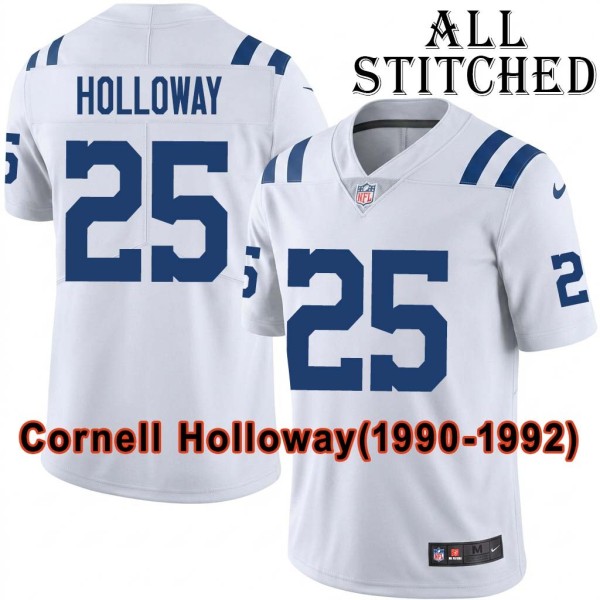 White Embroidered Cornell Holloway Indianapolis Colts #25 Stitched Jersey