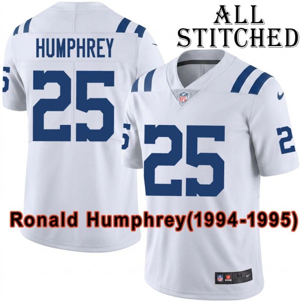 White Embroidered Ronald Humphrey Indianapolis Colts #25 Stitched Jersey