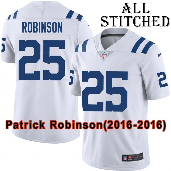 White Embroidered Patrick Robinson Indianapolis Colts #25 Stitched Jersey