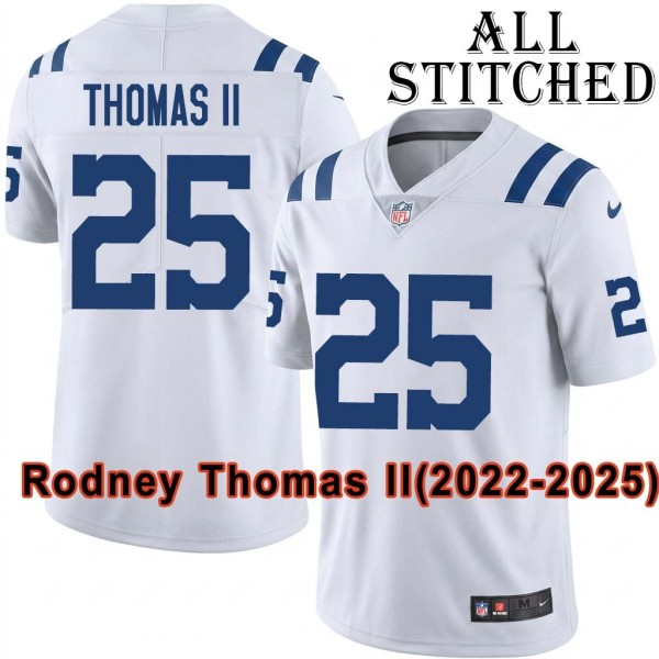 White Embroidered Rodney Thomas II Indianapolis Colts #25 Stitched Jersey