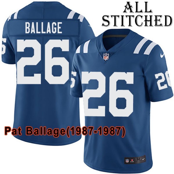 Blue Home Embroidered Pat Ballage Indianapolis Colts #26 Stitched Jersey