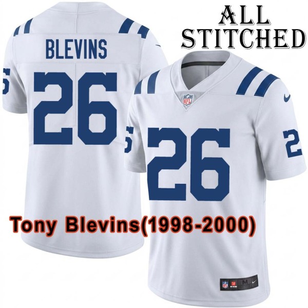 White Embroidered Tony Blevins Indianapolis Colts #26 Stitched Jersey