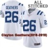 White Embroidered Clayton Geathers Indianapolis Colts #26 Stitched Jersey