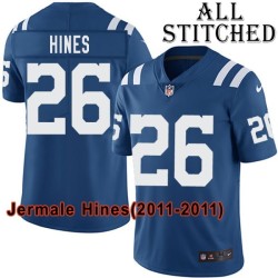 Blue Home Embroidered Jermale Hines Indianapolis Colts #26 Stitched Jersey