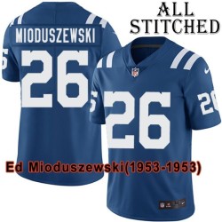 Blue Home Embroidered Ed Mioduszewski Indianapolis Colts #26 Stitched Jersey