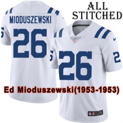 White Embroidered Ed Mioduszewski Indianapolis Colts #26 Stitched Jersey