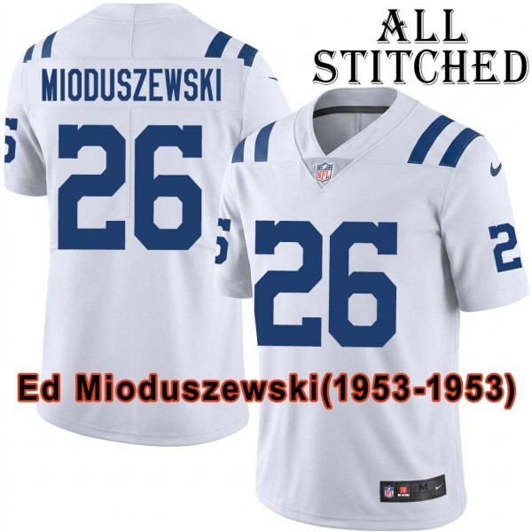 White Embroidered Ed Mioduszewski Indianapolis Colts #26 Stitched Jersey