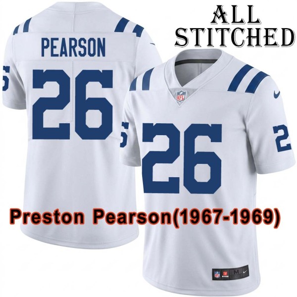 White Embroidered Preston Pearson Indianapolis Colts #26 Stitched Jersey
