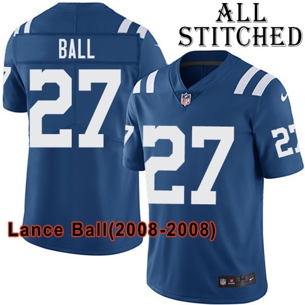 Blue Home Embroidered Lance Ball Indianapolis Colts #27 Stitched Jersey