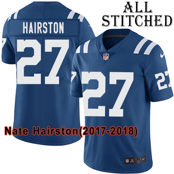 Blue Home Embroidered Nate Hairston Indianapolis Colts #27 Stitched Jersey