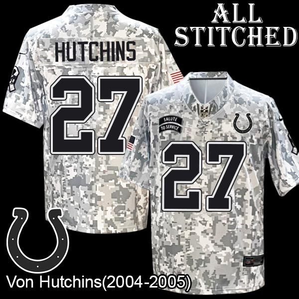 Camo Embroidered Von Hutchins Indianapolis Colts #27 Stitched Jersey