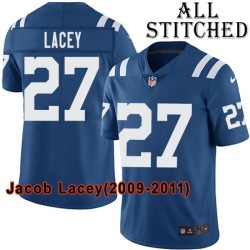 Blue Home Embroidered Jacob Lacey Indianapolis Colts #27 Stitched Jersey