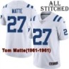 White Embroidered Tom Matte Indianapolis Colts #27 Stitched Jersey