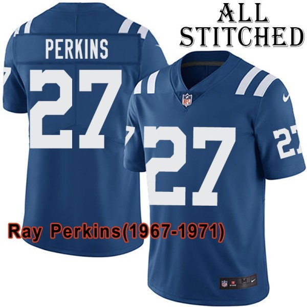 Blue Home Embroidered Ray Perkins Indianapolis Colts #27 Stitched Jersey