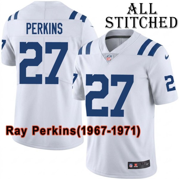 White Embroidered Ray Perkins Indianapolis Colts #27 Stitched Jersey