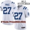 White Embroidered D'Vonte Price Indianapolis Colts #27 Stitched Jersey