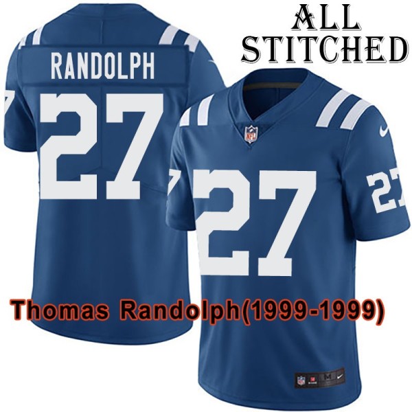 Blue Home Embroidered Thomas Randolph Indianapolis Colts #27 Stitched Jersey