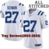 White Embroidered Trey Sermon Indianapolis Colts #27 Stitched Jersey