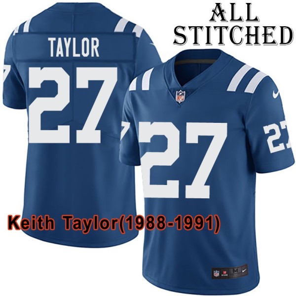 Blue Home Embroidered Keith Taylor Indianapolis Colts #27 Stitched Jersey
