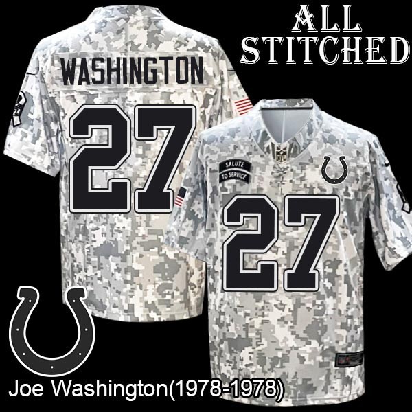 Camo Embroidered Joe Washington Indianapolis Colts #27 Stitched Jersey
