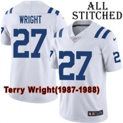 White Embroidered Terry Wright Indianapolis Colts #27 Stitched Jersey