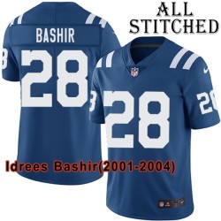 Blue Home Embroidered Idrees Bashir Indianapolis Colts #28 Stitched Jersey