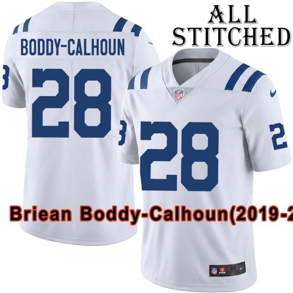 White Embroidered Briean Boddy-Calhoun Indianapolis Colts #28 Stitched Jersey