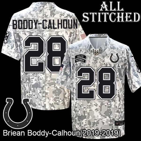 Camo Embroidered Briean Boddy-Calhoun Indianapolis Colts #28 Stitched Jersey