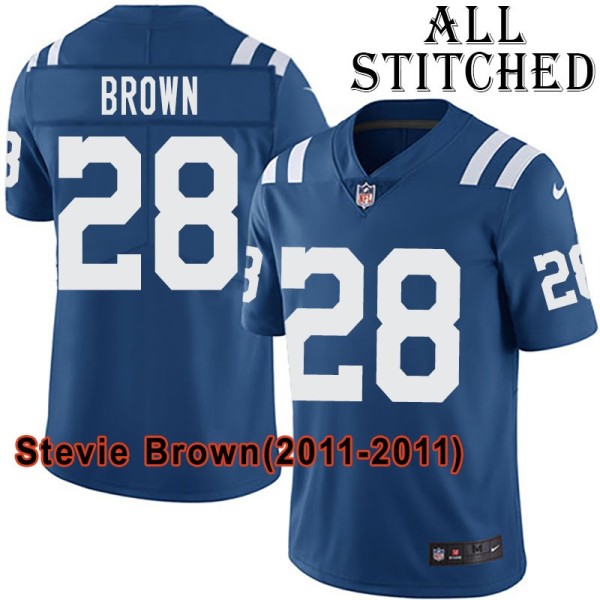 Blue Home Embroidered Stevie Brown Indianapolis Colts #28 Stitched Jersey