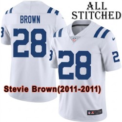 White Embroidered Stevie Brown Indianapolis Colts #28 Stitched Jersey
