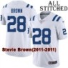 White Embroidered Stevie Brown Indianapolis Colts #28 Stitched Jersey