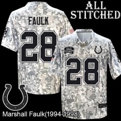 Camo Embroidered Marshall Faulk Indianapolis Colts #28 Stitched Jersey