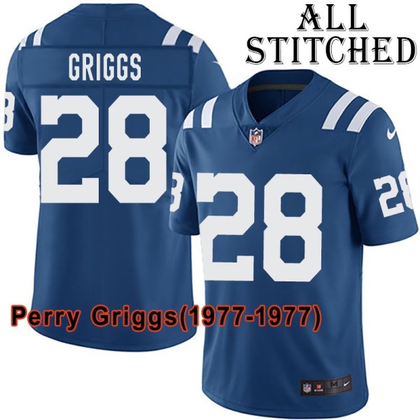 Blue Home Embroidered Perry Griggs Indianapolis Colts #28 Stitched Jersey