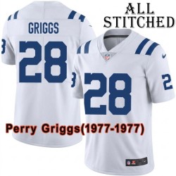White Embroidered Perry Griggs Indianapolis Colts #28 Stitched Jersey