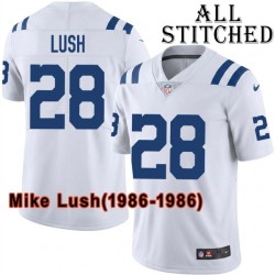 White Embroidered Mike Lush Indianapolis Colts #28 Stitched Jersey