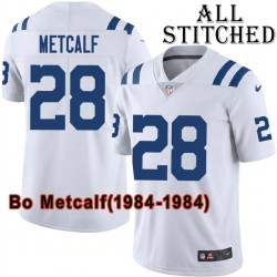 White Embroidered Bo Metcalf Indianapolis Colts #28 Stitched Jersey