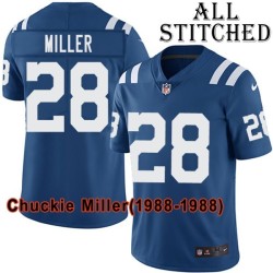 Blue Home Embroidered Chuckie Miller Indianapolis Colts #28 Stitched Jersey