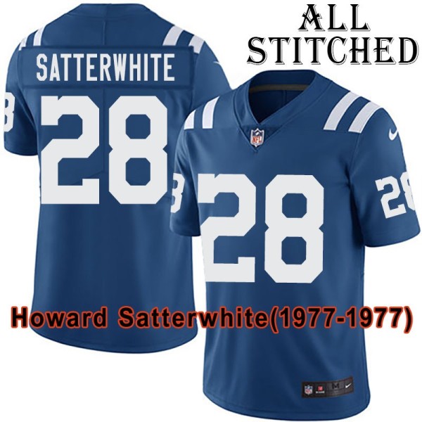 Blue Home Embroidered Howard Satterwhite Indianapolis Colts #28 Stitched Jersey