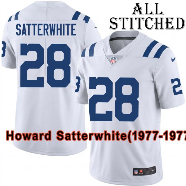 White Embroidered Howard Satterwhite Indianapolis Colts #28 Stitched Jersey