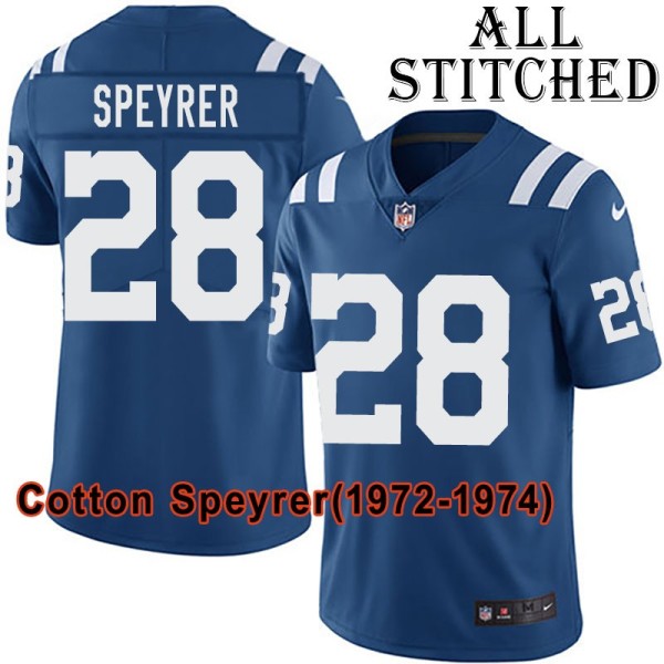 Blue Home Embroidered Cotton Speyrer Indianapolis Colts #28 Stitched Jersey