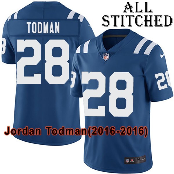Blue Home Embroidered Jordan Todman Indianapolis Colts #28 Stitched Jersey