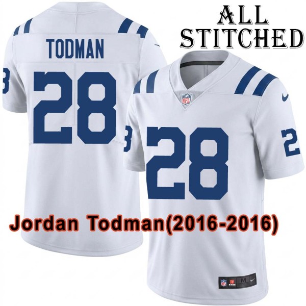 White Embroidered Jordan Todman Indianapolis Colts #28 Stitched Jersey