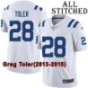 White Embroidered Greg Toler Indianapolis Colts #28 Stitched Jersey