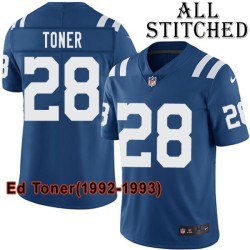 Blue Home Embroidered Ed Toner Indianapolis Colts #28 Stitched Jersey