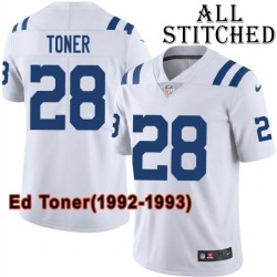 White Embroidered Ed Toner Indianapolis Colts #28 Stitched Jersey