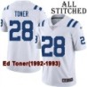 White Embroidered Ed Toner Indianapolis Colts #28 Stitched Jersey